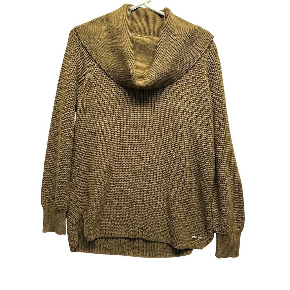 Michael Kors Camel Brown Cowl Neck Chunky Knit Sweater Women's Large